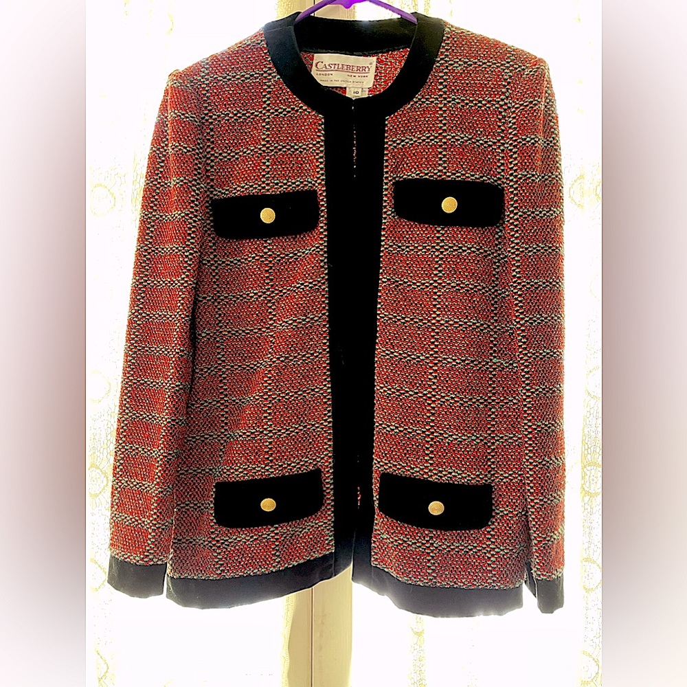 Castleberry Mod Geometric Design Knit Jacket